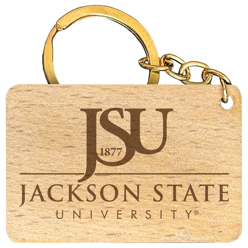 Jackson State University Engraved Flat Wood Keychain 1.5