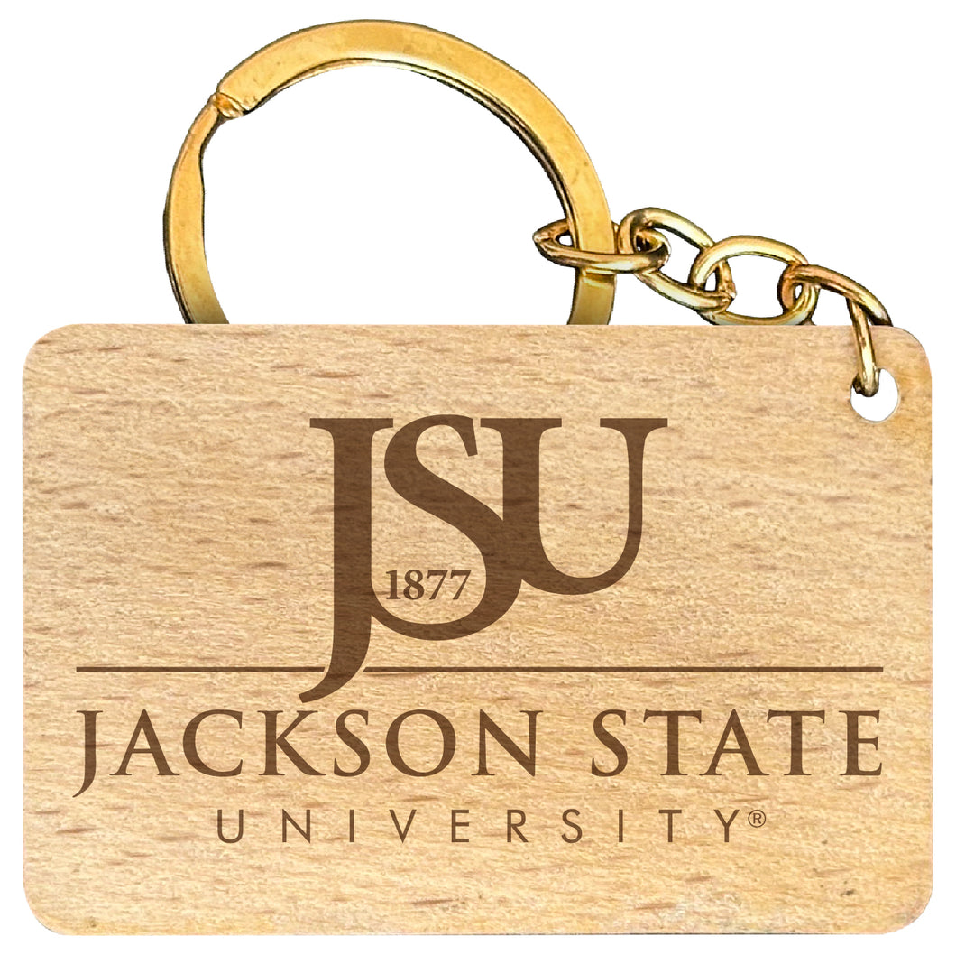 Jackson State University Engraved Flat Wood Keychain 1.5