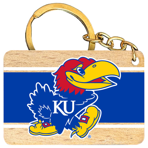Kansas Jayhawks Flat Wood Keychain 1.5