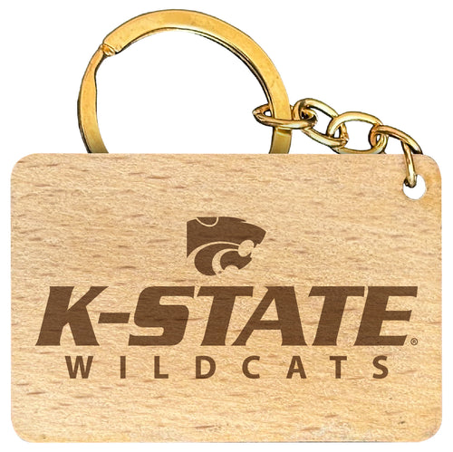 Kansas State Wildcats Engraved Flat Wood Keychain 1.5