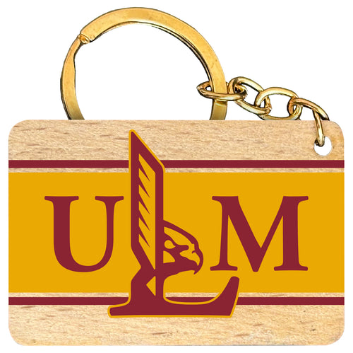 University of Louisiana Monroe Flat Wood Keychain 1.5