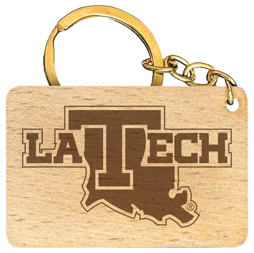 Louisiana Tech Bulldogs Engraved Flat Wood Keychain 1.5
