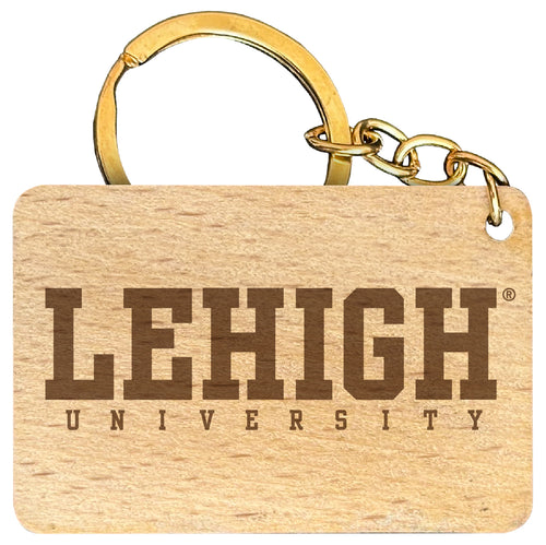 Lehigh University Mountain Hawks Engraved Flat Wood Keychain 1.5