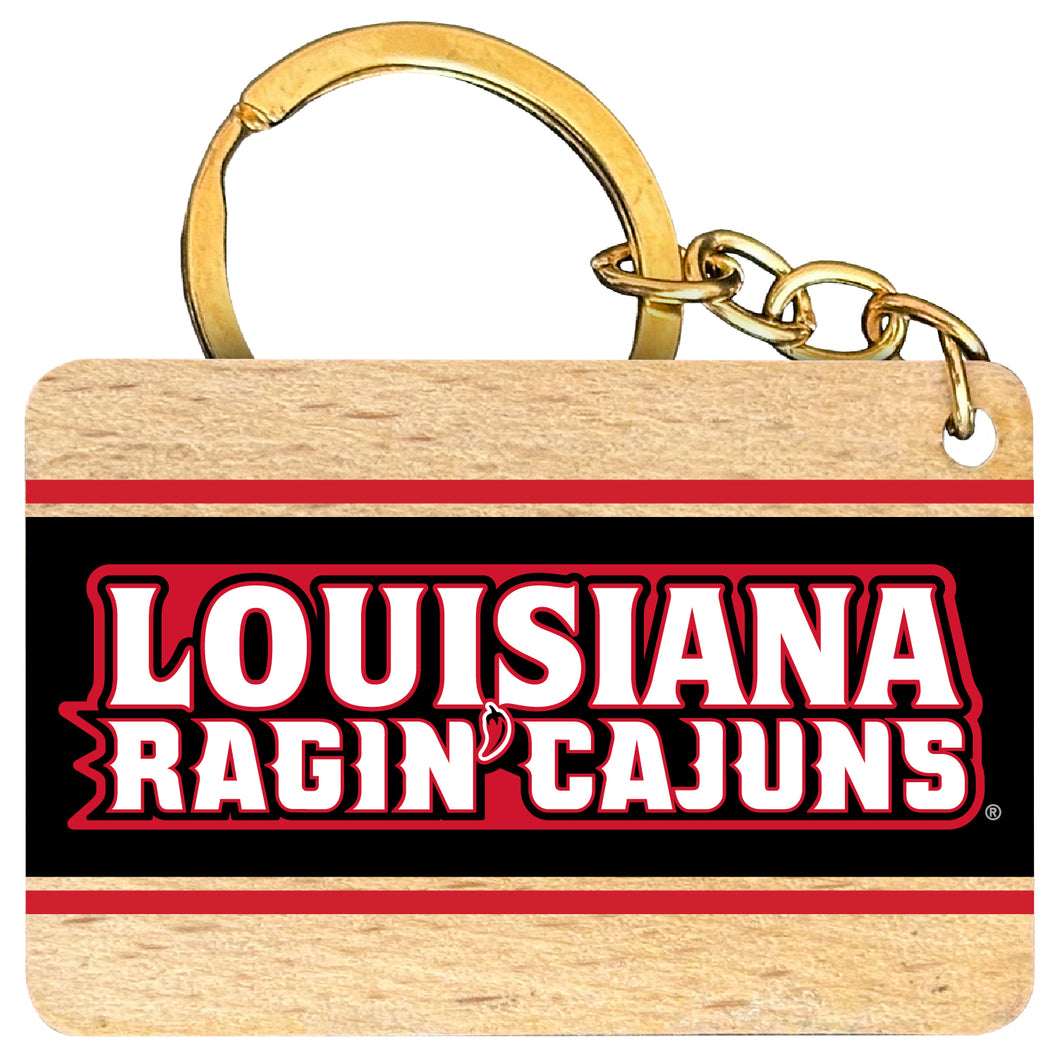 Louisiana at Lafayette Ragin' Cajuns Flat Wood Keychain 1.5