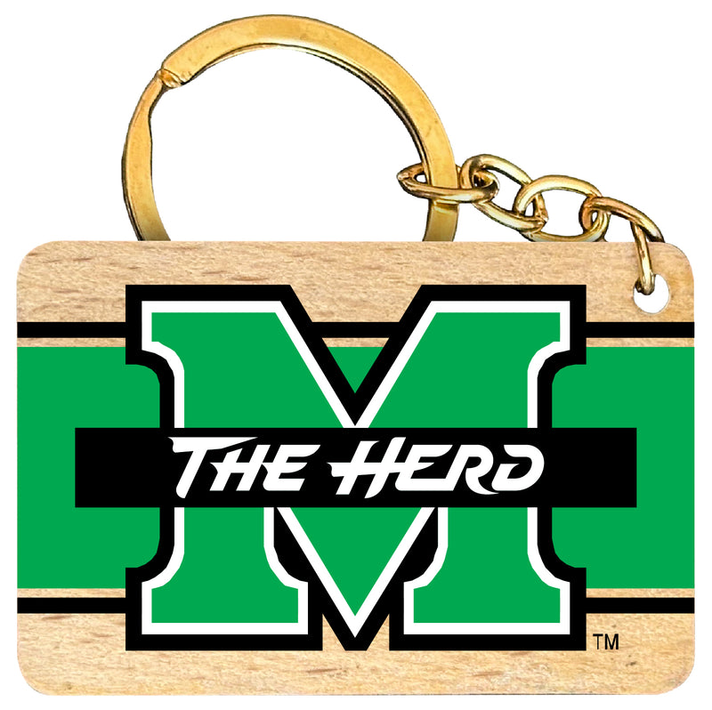 Marshall Thundering Herd Flat Wood Keychain 1.5" x 2.5" Officially Licensed Collegiate Product 2-Pack