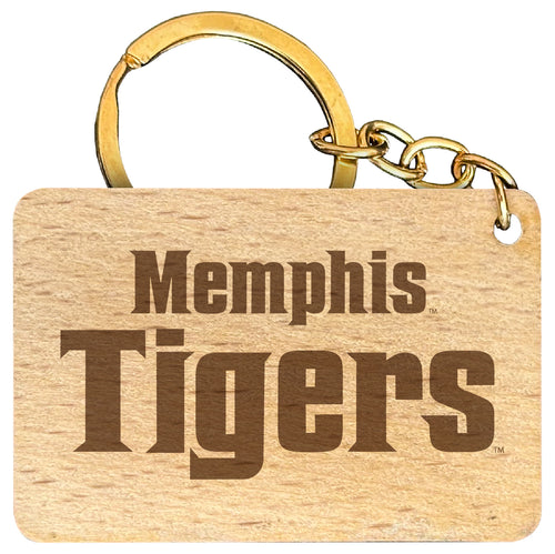 Memphis Tigers Engraved Flat Wood Keychain 1.5