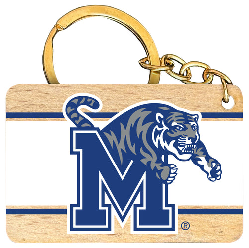Memphis Tigers Flat Wood Keychain 1.5