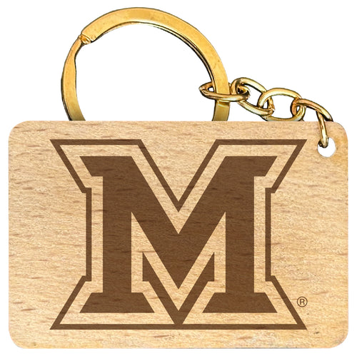 Miami University of Ohio Engraved Flat Wood Keychain 1.5
