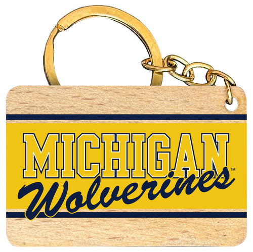 Michigan Wolverines Flat Wood Keychain 1.5