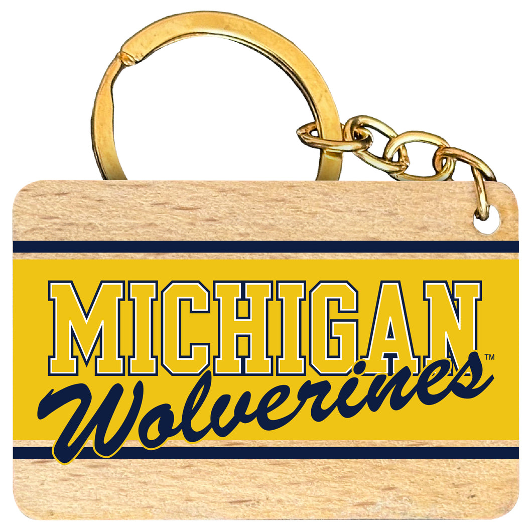 Michigan Wolverines Flat Wood Keychain 1.5