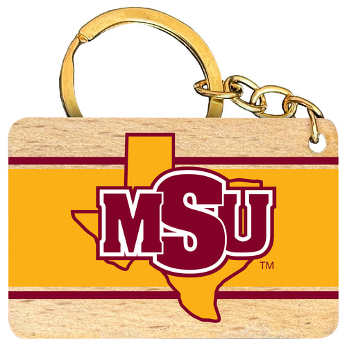 Midwestern State University Mustangs Flat Wood Keychain 1.5