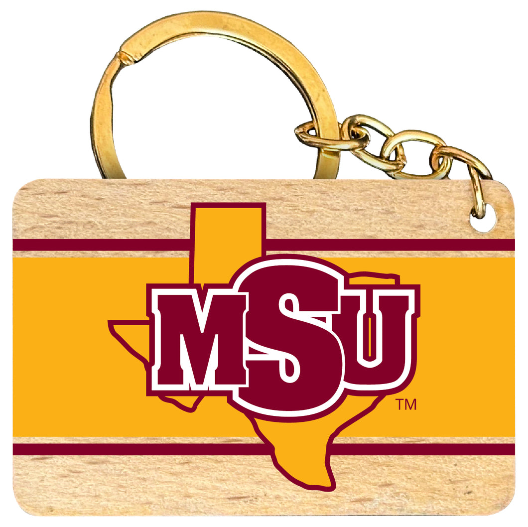 Midwestern State University Mustangs Flat Wood Keychain 1.5