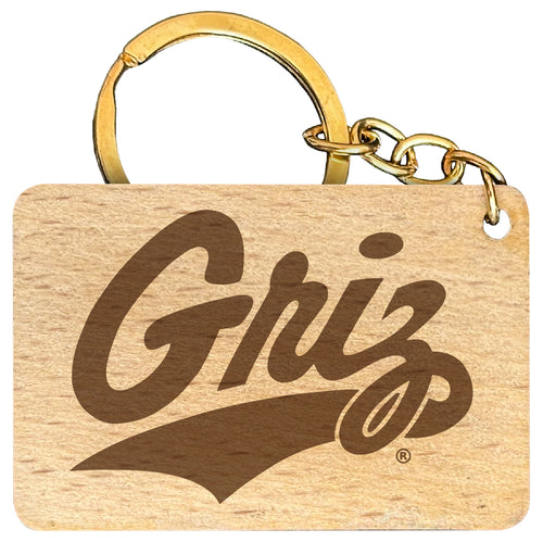 Montana University Engraved Flat Wood Keychain 1.5