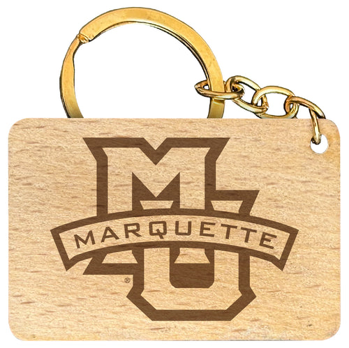 Marquette Golden Eagles Engraved Flat Wood Keychain 1.5