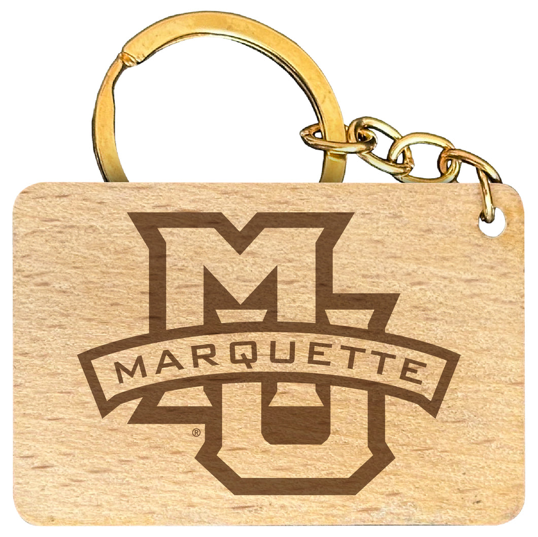 Marquette Golden Eagles Engraved Flat Wood Keychain 1.5