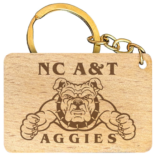 North Carolina A&T State Aggies Engraved Flat Wood Keychain 1.5