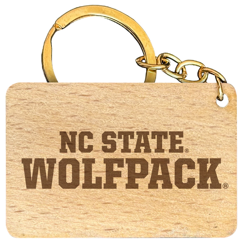 NC State Wolfpack Engraved Flat Wood Keychain 1.5" x 2.5" Officially Licensed Collegiate Product 4-Pack