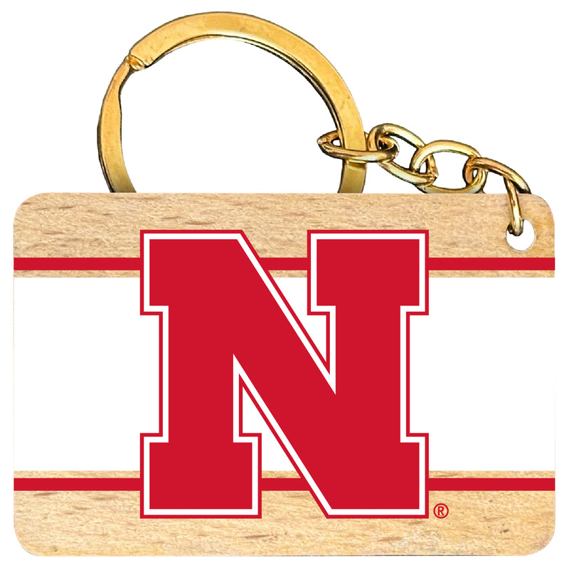 Nebraska Cornhuskers Flat Wood Keychain 1.5" x 2.5" Officially Licensed Collegiate Product Single