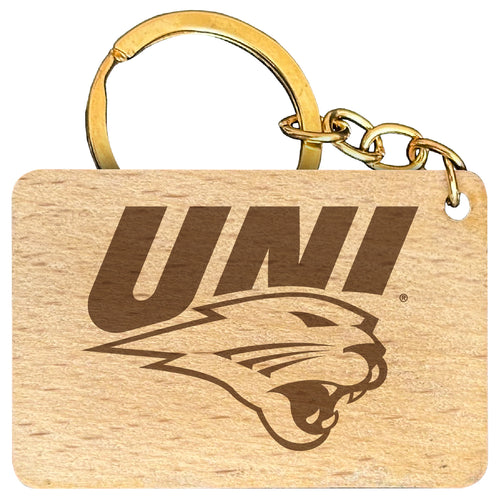 Northern Iowa Panthers Engraved Flat Wood Keychain 1.5