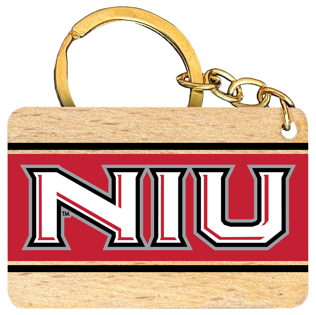 Northern Illinois Huskies Flat Wood Keychain 1.5
