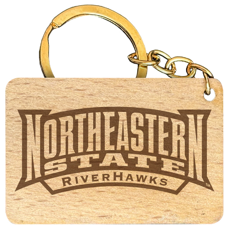 Northeastern State University Riverhawks Engraved Flat Wood Keychain 1.5" x 2.5" Officially Licensed Collegiate Product Single