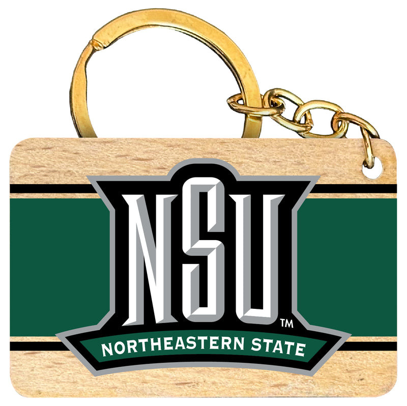 Northeastern State University Riverhawks Flat Wood Keychain 1.5" x 2.5" Officially Licensed Collegiate Product 2-Pack
