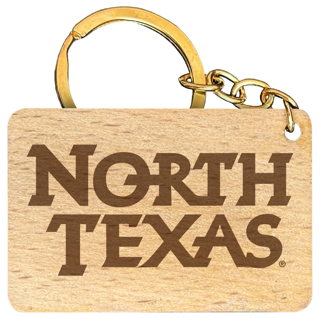 North Texas Engraved Flat Wood Keychain 1.5