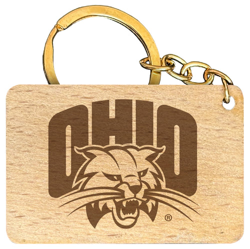 Ohio University Engraved Flat Wood Keychain 1.5