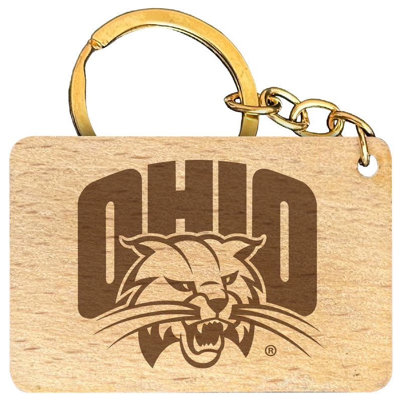 Ohio University Engraved Flat Wood Keychain 1.5" x 2.5" Officially Licensed Collegiate Product Single