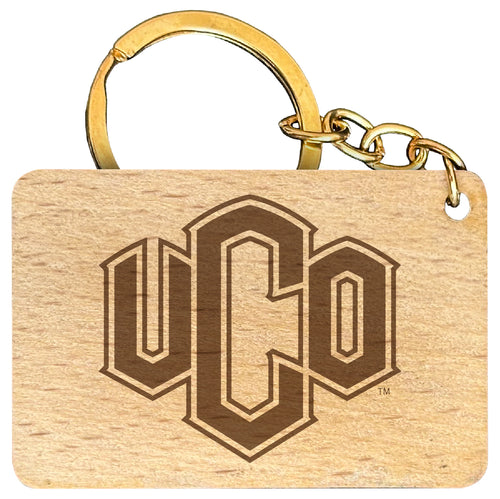 University of Central Oklahoma Bronchos Engraved Flat Wood Keychain 1.5