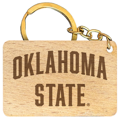 Oklahoma State Cowboys Engraved Flat Wood Keychain 1.5