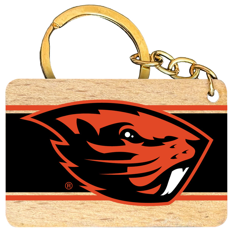 Oregon State Beavers Flat Wood Keychain 1.5" x 2.5" Officially Licensed Collegiate Product 2-Pack