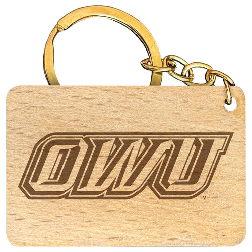 Ohio Wesleyan University Engraved Flat Wood Keychain 1.5