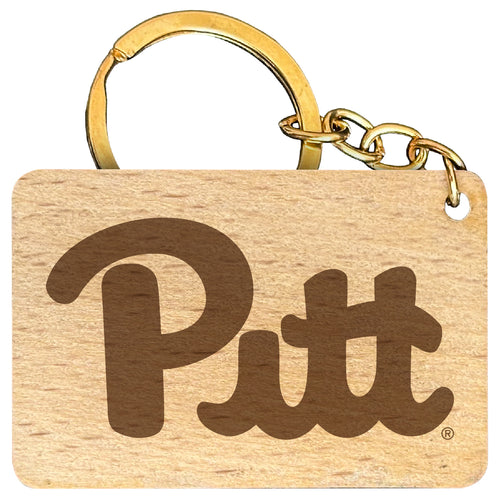 Pittsburgh Panthers Engraved Flat Wood Keychain 1.5