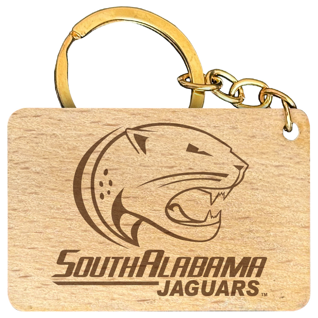 University of South Alabama Engraved Flat Wood Keychain 1.5