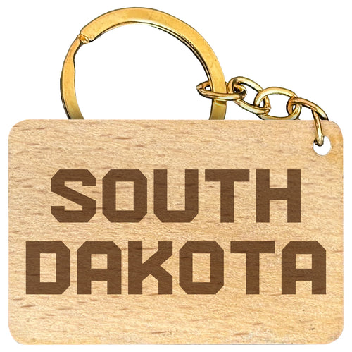 South Dakota Coyotes Engraved Flat Wood Keychain 1.5