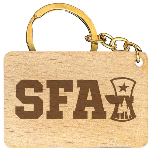 Stephen F. Austin State University Engraved Flat Wood Keychain 1.5
