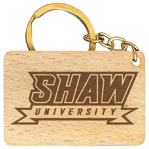 Shaw University Bears Engraved Flat Wood Keychain 1.5