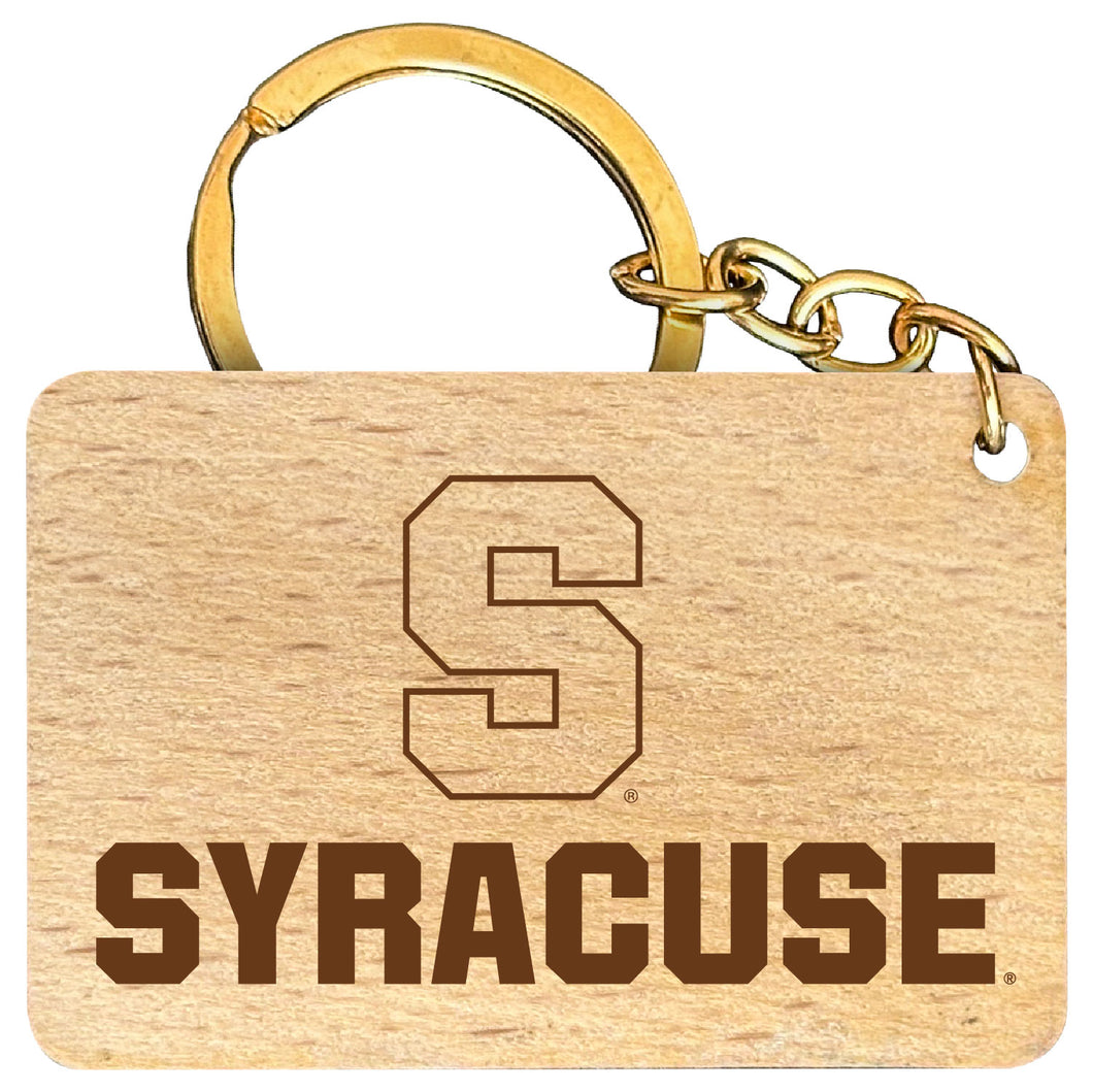 Syracuse Orange Engraved Flat Wood Keychain 1.5