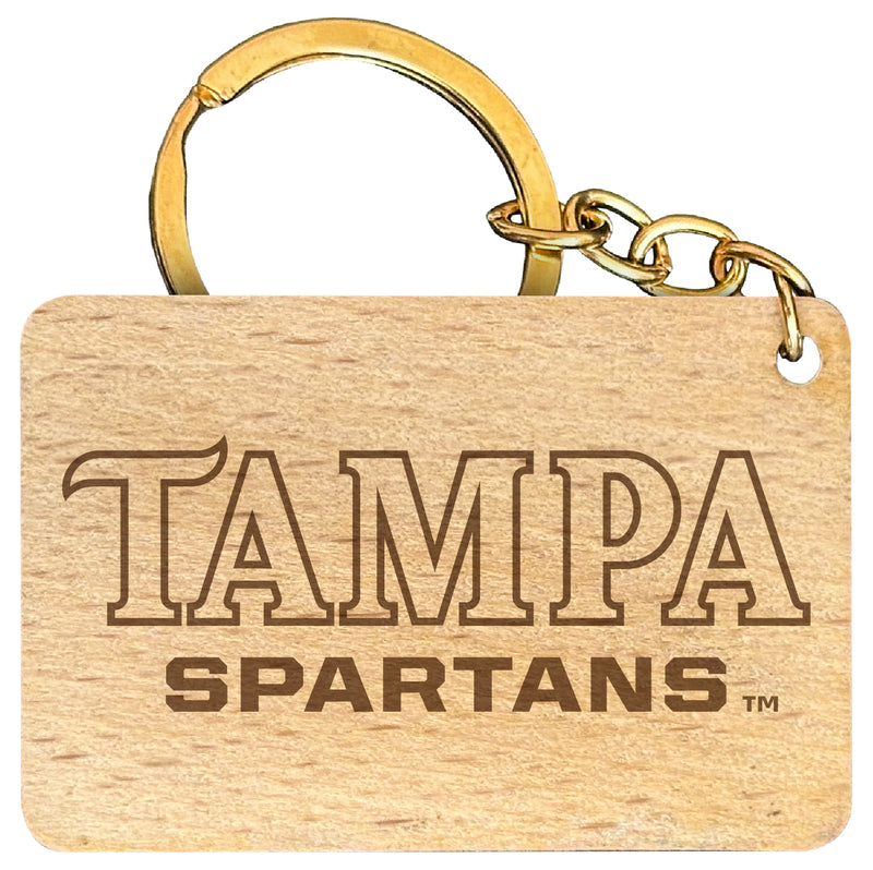University of Tampa Spartans Engraved Flat Wood Keychain 1.5" x 2.5" Officially Licensed Collegiate Product 4-Pack