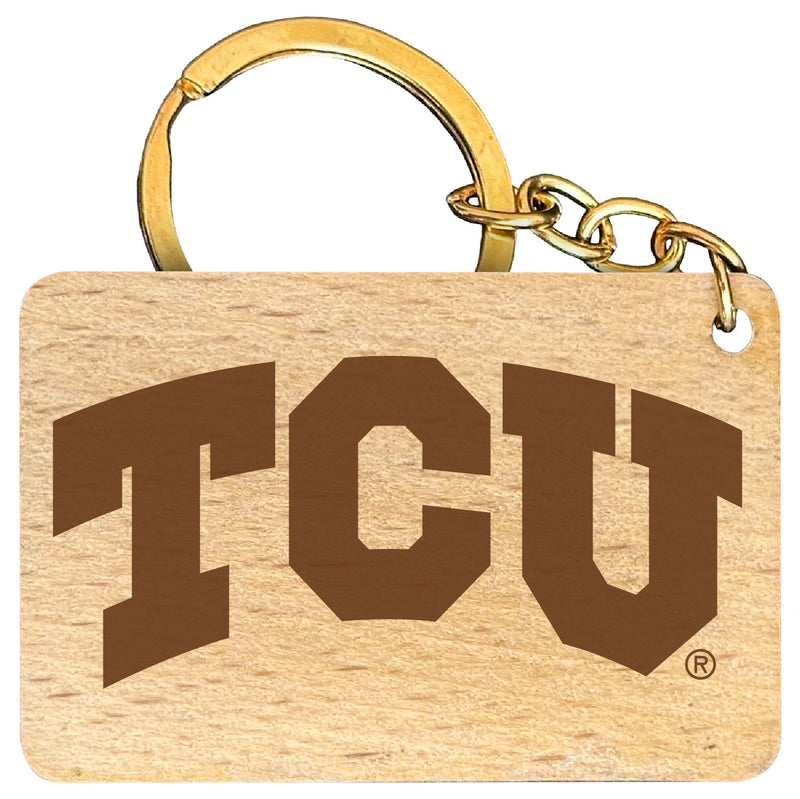 Texas Christian University Engraved Flat Wood Keychain 1.5" x 2.5" Officially Licensed Collegiate Product
