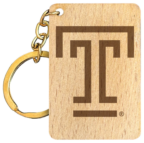 Temple University Engraved Flat Wood Keychain 1.5