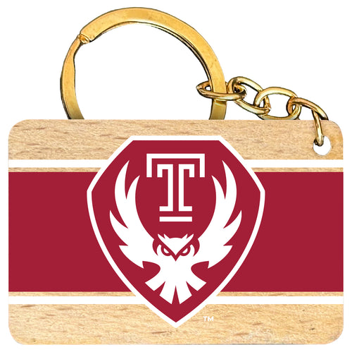 Temple University Flat Wood Keychain 1.5