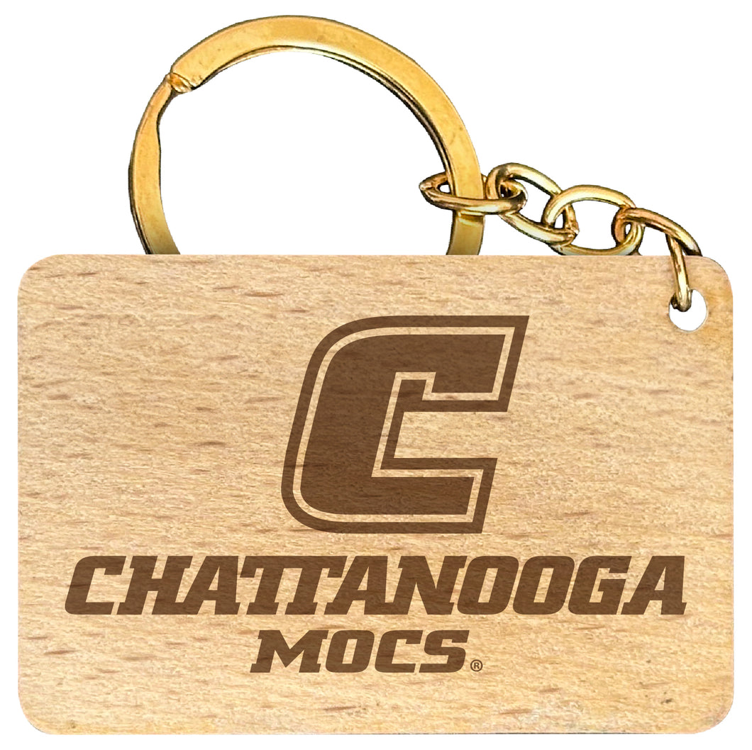 University of Tennessee at Chattanooga Engraved Flat Wood Keychain 1.5