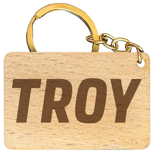 Troy University Engraved Flat Wood Keychain 1.5