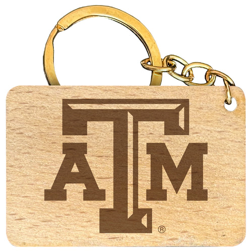 Texas A&M Aggies Engraved Flat Wood Keychain 1.5