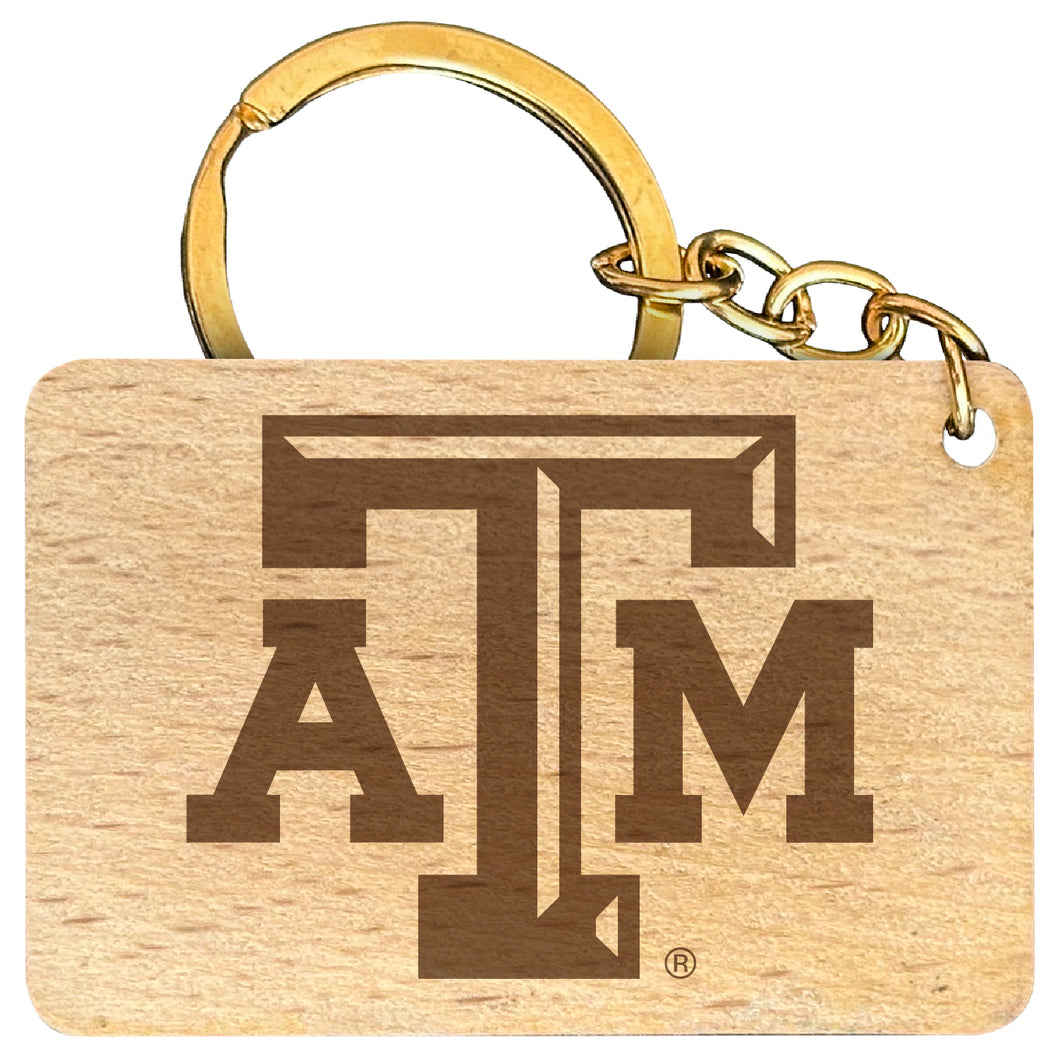 Texas A&M Aggies Engraved Flat Wood Keychain 1.5