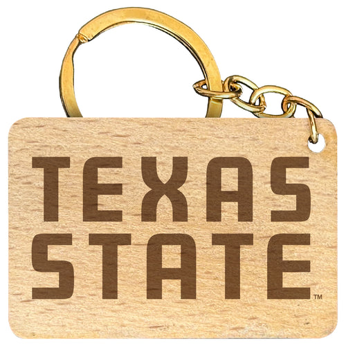 Texas State Bobcats Engraved Flat Wood Keychain 1.5