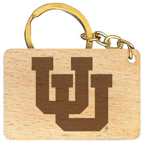 Utah Utes Engraved Flat Wood Keychain 1.5