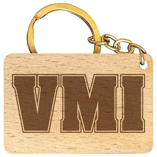 VMI Keydets Engraved Flat Wood Keychain 1.5